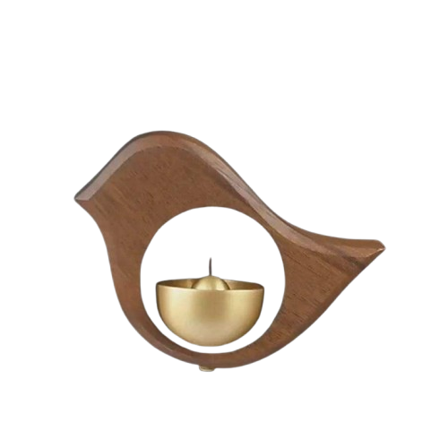 WOOD & BRASS BIRD DOOR BELL (POLISH)